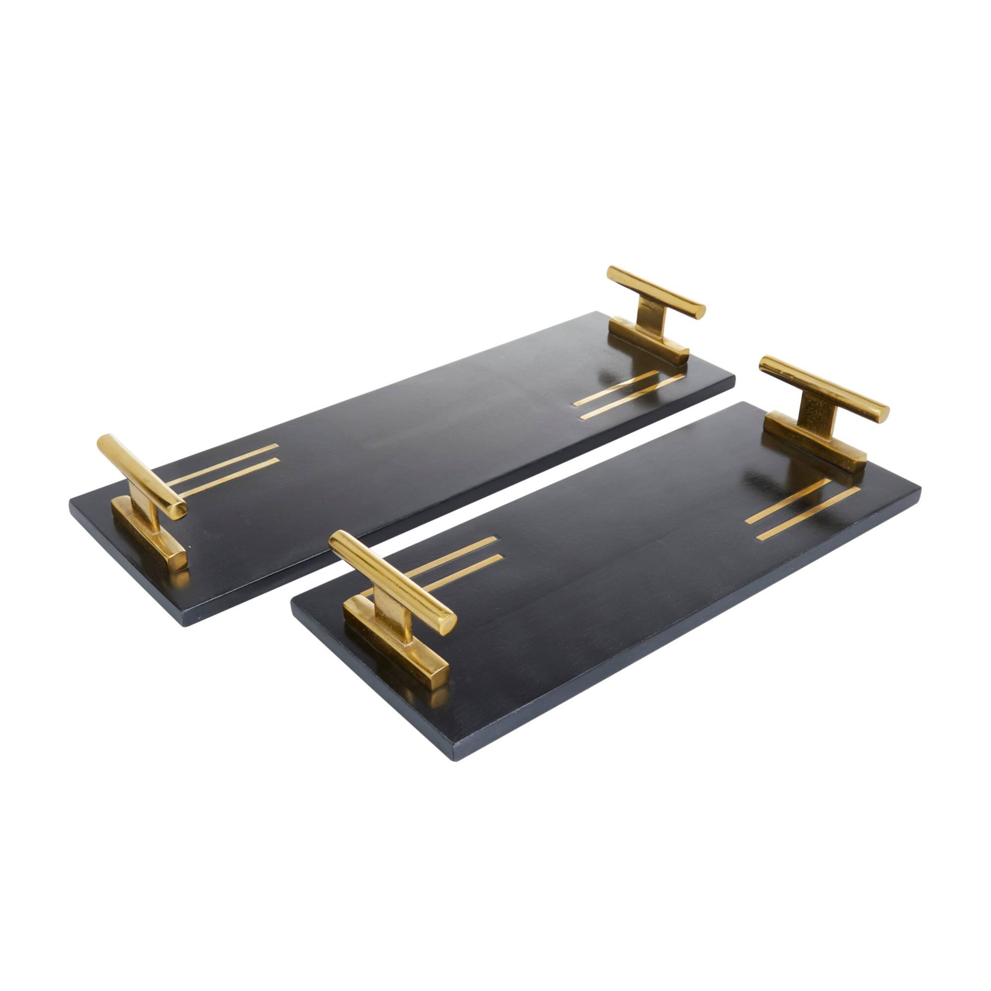 Black Marble Contemporary Tray Set